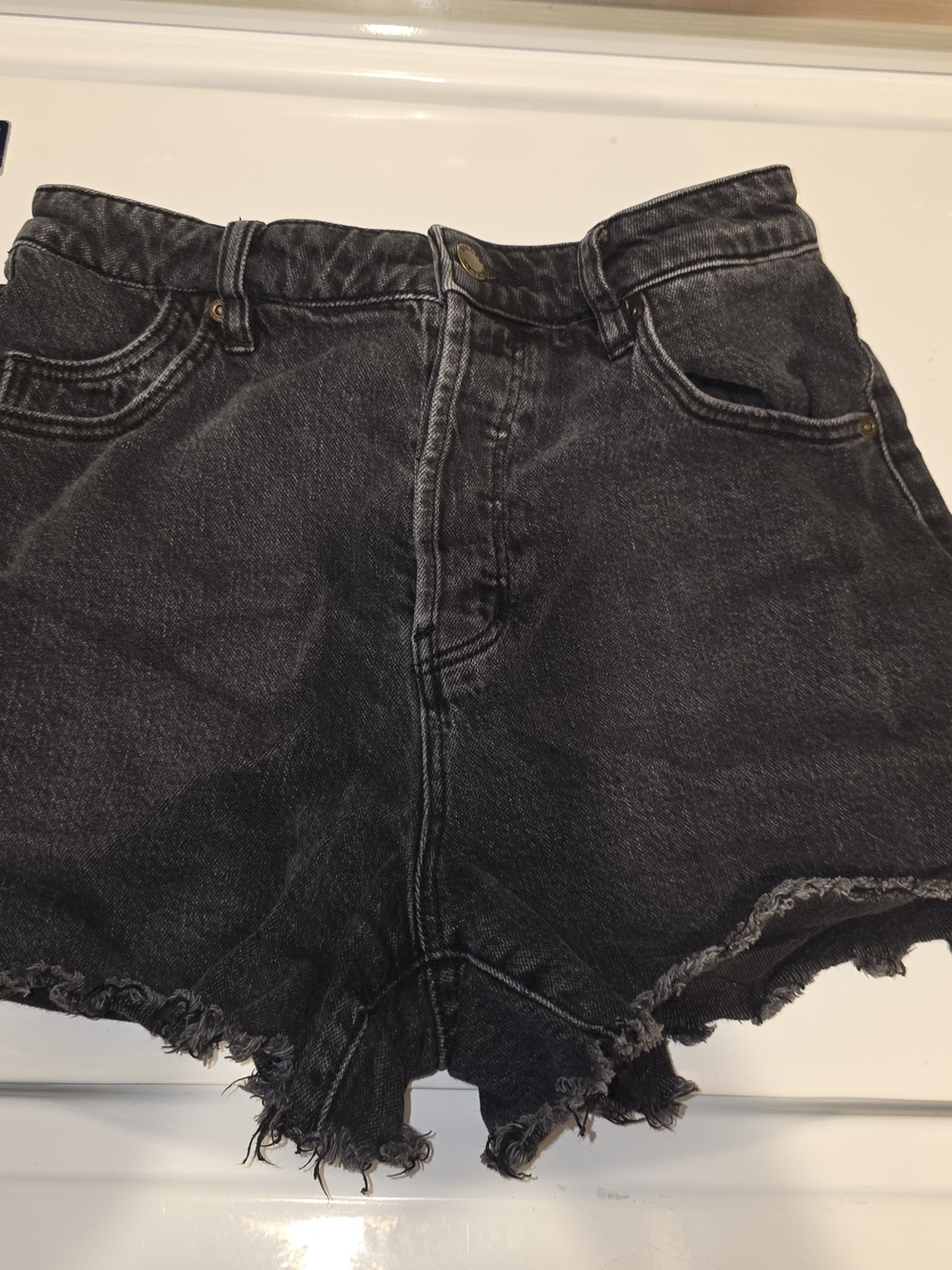 ROLLA'S Black High-Rise Distressed Denim Shorts